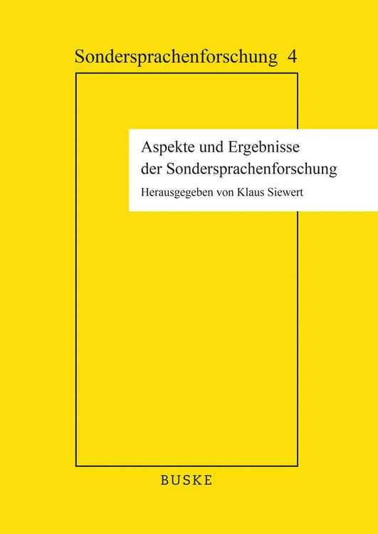 Produktbild: Aspekte und Ergebnisse der Sondersprachenforschung