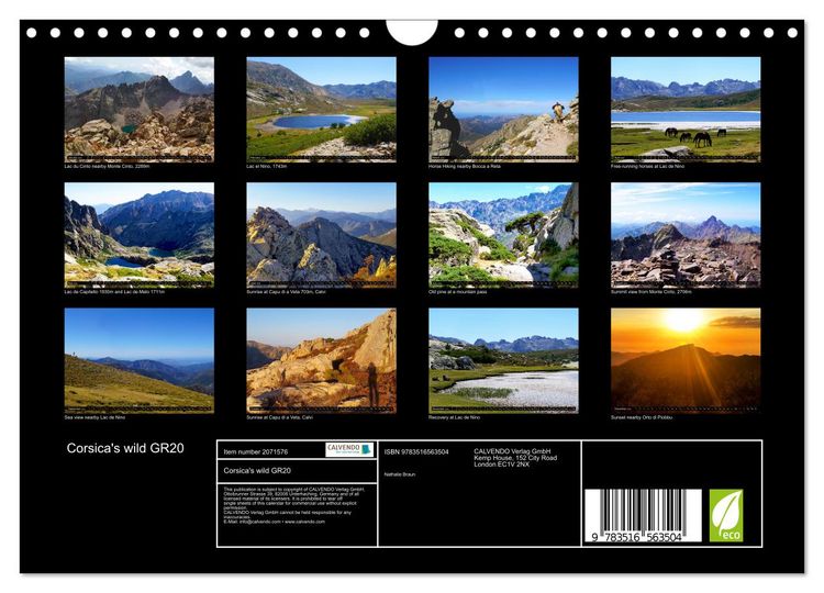 Produktbild: Corsica's wild GR20 (Wall Calendar 2026 DIN A4 landscape), CALVENDO 12 Month Wall Calendar