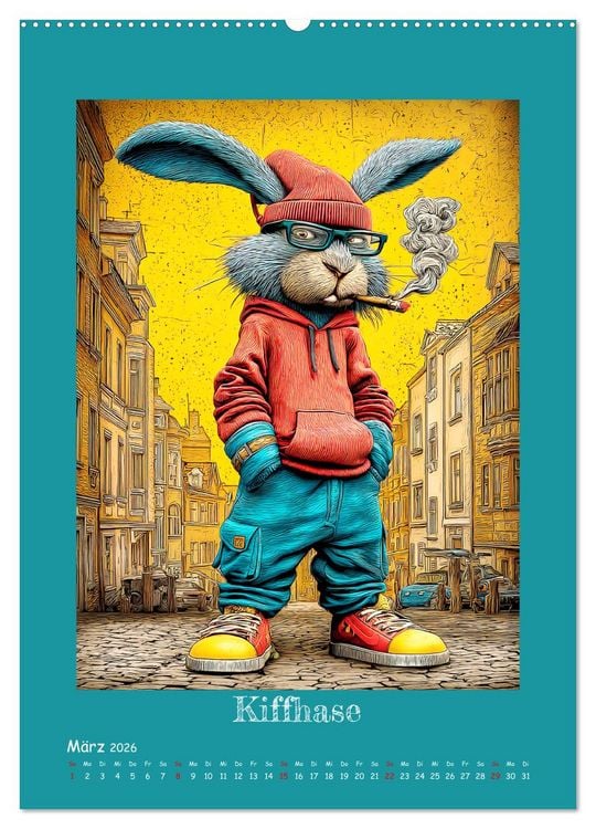 Produktbild: Urban Rabbits. Coole Stadthasen mit Charakter (hochwertiger Premium Wandkalender 2026 DIN A2 hoch), Kunstdruck in Hochglanz
