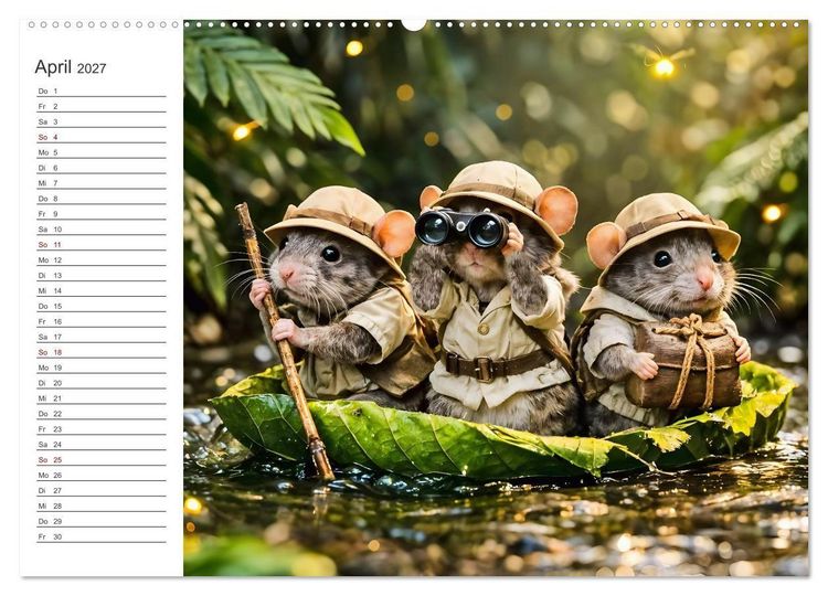 Produktbild: Abenteuerm&auml;use - Drei kleine Entdecker auf gro&szlig;er Reise (Wandkalender 2027 DIN A2 quer), CALVENDO Monatskalender