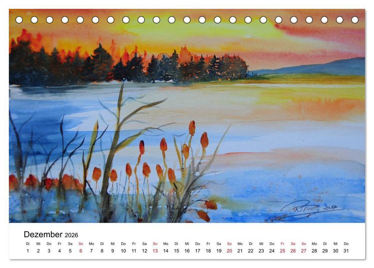 Produktbild: Landschafts-Aquarelle 2026 Roswita Ilona Baumann (Tischkalender 2026 DIN A5 quer), CALVENDO Monatskalender