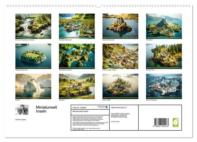 Produktbild: Miniaturwelt Inseln (hochwertiger Premium Wandkalender 2026 DIN A2 quer), Kunstdruck in Hochglanz