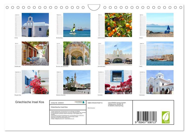 Produktbild: Griechische Insel Kos (Wandkalender 2026 DIN A4 quer), CALVENDO Monatskalender