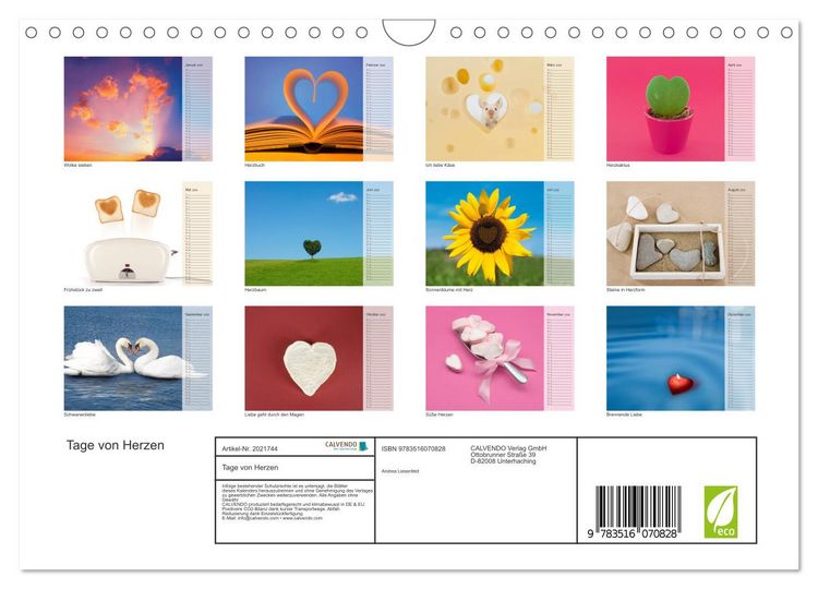 Produktbild: Tage von Herzen (Wandkalender 2026 DIN A4 quer), CALVENDO Monatskalender