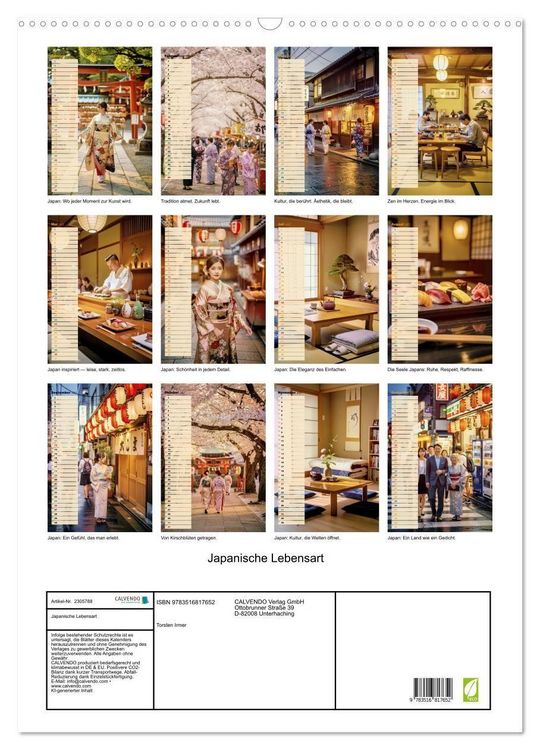Produktbild: Japanische Lebensart (Wandkalender 2027 DIN A2 hoch), CALVENDO Monatskalender