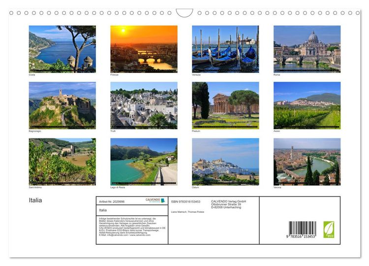 Produktbild: Italia (Wandkalender 2026 DIN A3 quer), CALVENDO Monatskalender