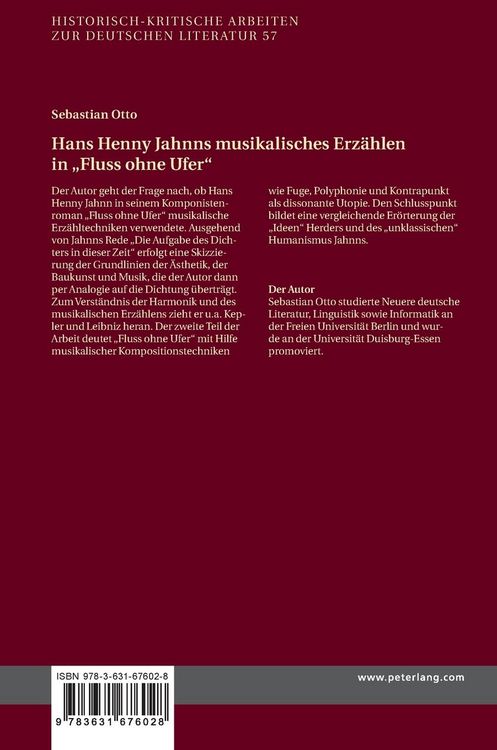 Produktbild: Hans Henny Jahnns musikalisches Erz&auml;hlen in &laquo;Fluss ohne Ufer&raquo;