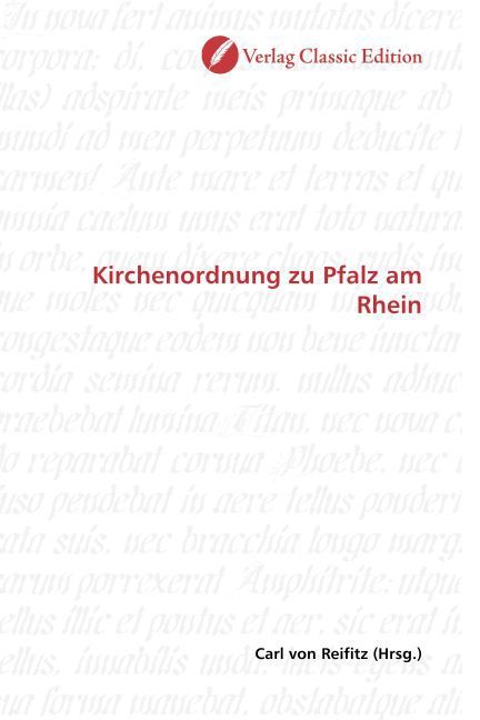 Produktbild: Kirchenordnung zu Pfalz am Rhein