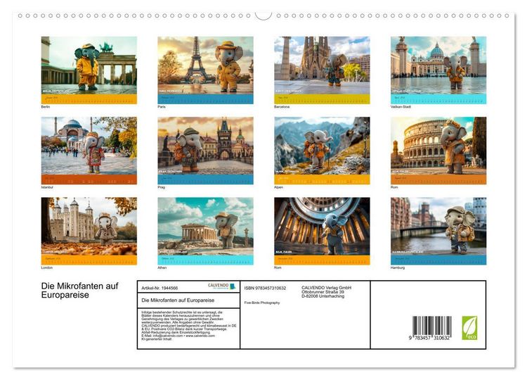 Produktbild: Die Mikrofanten auf Europareise (hochwertiger Premium Wandkalender 2026 DIN A2 quer), Kunstdruck in Hochglanz