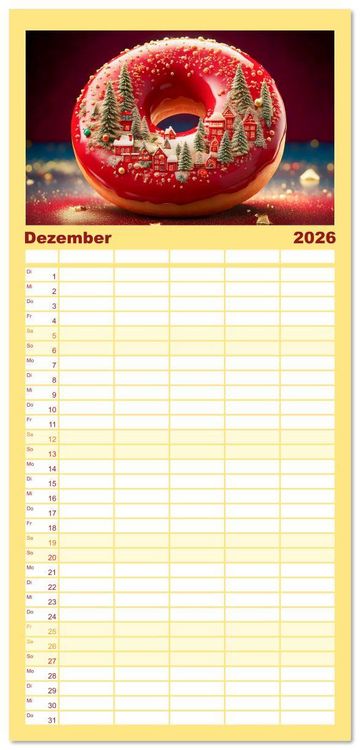 Produktbild: Familienplaner 2026 - Donuts - Eine Reise durch die Jahreszeiten mit 5 Spalten (Wandkalender, 21 x 45 cm) CALVENDO