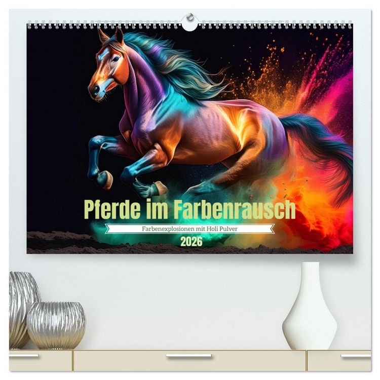 Produktbild: Pferde im Farbenrausch (hochwertiger Premium Wandkalender 2026 DIN A2 quer), Kunstdruck in Hochglanz