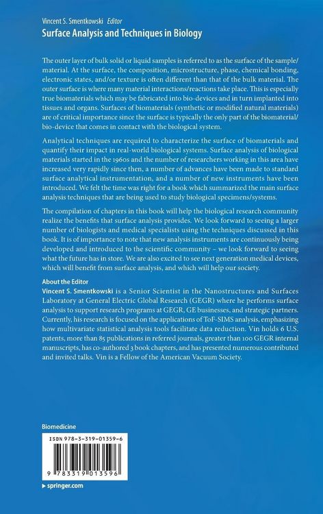 Produktbild: Surface Analysis and Techniques in Biology