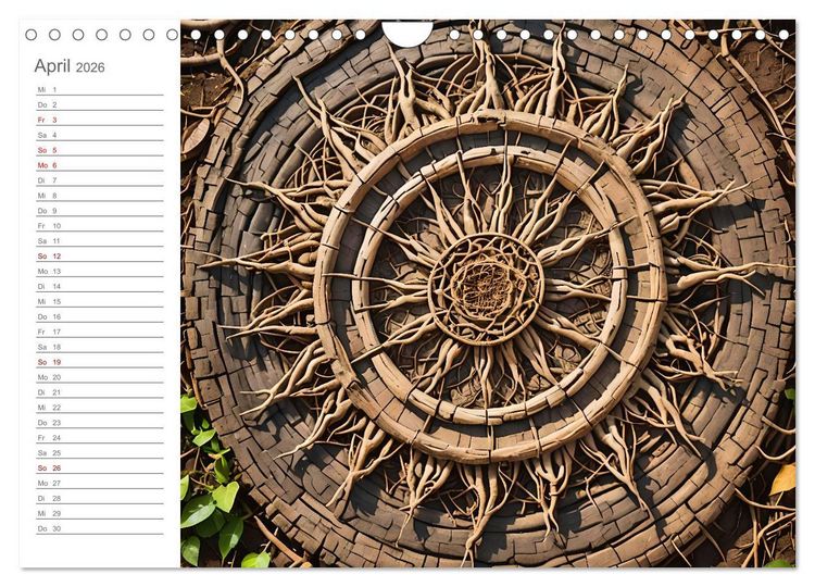 Produktbild: Natural Mandalas - Kraftvolle KI Mandalas aus Naturmaterialien (Wandkalender 2026 DIN A4 quer), CALVENDO Monatskalender