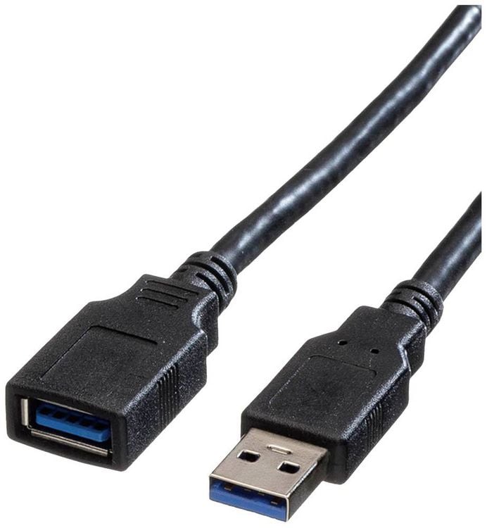 Produktbild: Roline USB-Kabel USB 3.2 Gen1 USB-A Stecker, USB-A Buchse 0.80 m Schwarz Geschirmt 11.02.8977