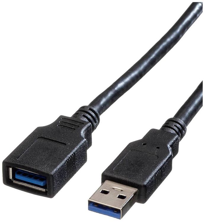 Produktbild: Roline USB-Kabel USB 3.2 Gen1 USB-A Stecker, USB-A Buchse 0.80m Schwarz Geschirmt 11.02.8977
