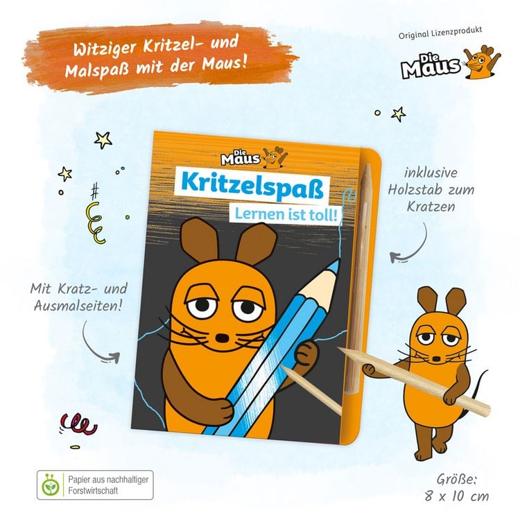 Produktbild: Tr&ouml;tsch Die Maus Mini-Kratzblock Kritzelspa&szlig; Lernen ist toll