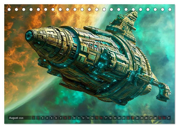 Produktbild: Raumschiffe - Im Universum durch Raum und Zeit (Tischkalender 2026 DIN A5 quer), CALVENDO Monatskalender