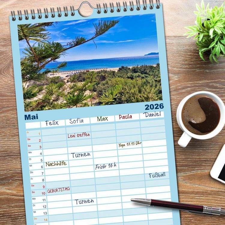 Produktbild: Familienplaner 2026 - Kos - zauberhafte Insel des Dodekanes mit 5 Spalten (Wandkalender, 21 x 45 cm) CALVENDO