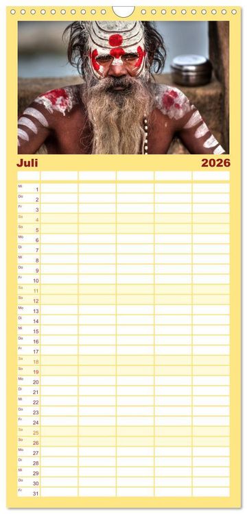 Produktbild: Familienplaner 2026 - Indiens Gesichter mit 5 Spalten (Wandkalender, 21 x 45 cm) CALVENDO