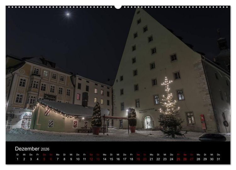 Produktbild: Regensburg bei Nacht (hochwertiger Premium Wandkalender 2026 DIN A2 quer), Kunstdruck in Hochglanz