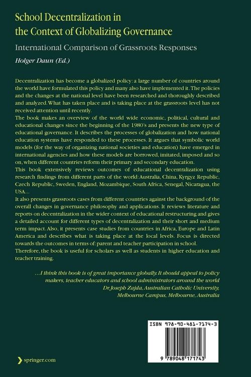 Produktbild: School Decentralization in the Context of Globalizing Governance
