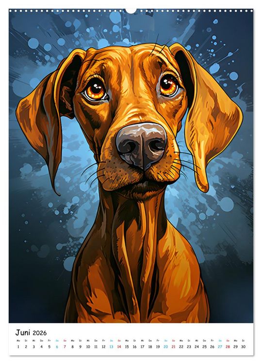 Produktbild: Crazy Dogs Bekannte Hunderassen im Comicstyle (Wandkalender 2026 DIN A2 hoch), CALVENDO Monatskalender