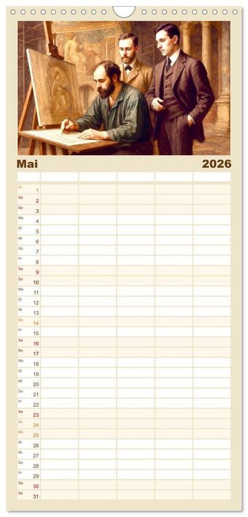 Produktbild: Familienplaner 2026 - Gustav Klimt. Sein Leben, seine Kunstwerke mit 5 Spalten (Wandkalender, 21 x 45 cm) CALVENDO