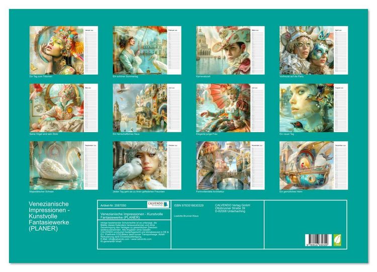 Produktbild: Venezianische Impressionen - Kunstvolle Fantasiewerke (PLANER) (Wandkalender 2026 DIN A2 quer), CALVENDO Monatskalender