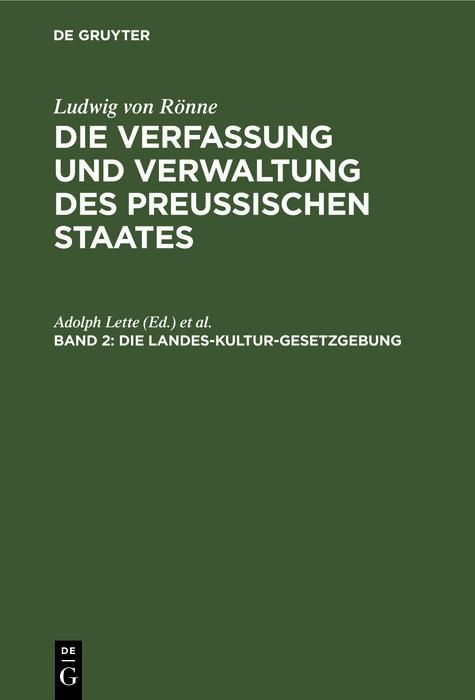 Produktbild: Die Landes-Kultur-Gesetzgebung