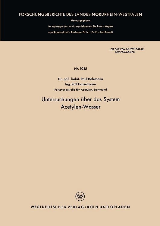 Produktbild: Untersuchungen &uuml;ber das System Acetylen-Wasser