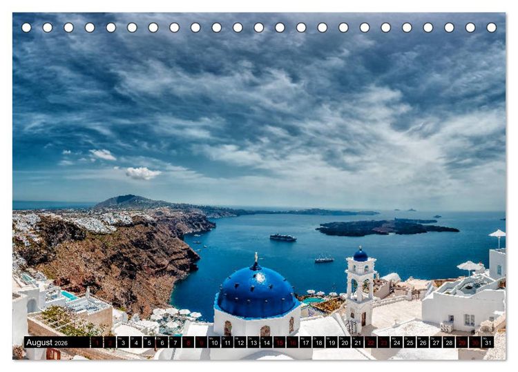 Produktbild: Santorini - Perle in der &Auml;gais (Tischkalender 2026 DIN A5 quer), CALVENDO Monatskalender