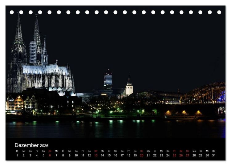 Produktbild: K&ouml;ln bei Nacht (Tischkalender 2026 DIN A5 quer), CALVENDO Monatskalender