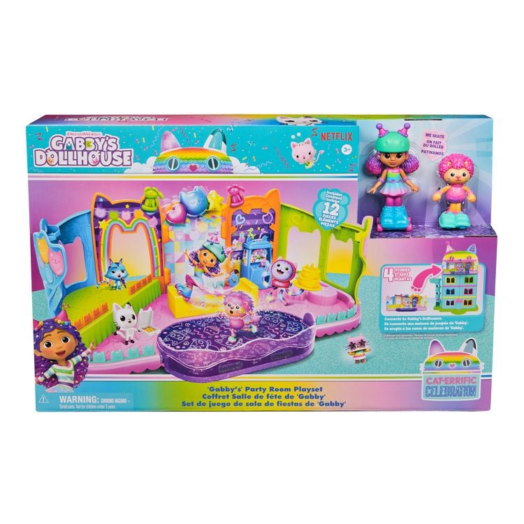 Produktbild: Gabby’s Dollhouse, Partyzimmer Spielset, Skate-Park Dachgeschoss mit Gabby und Marty-Figur, Möbeln und Zubehörteilen