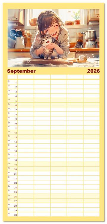 Produktbild: Familienplaner 2026 - Anime-Freunde - Terminplaner mit niedlichen Tierfreundschaften mit 5 Spalten (Wandkalender, 21 x 45 cm) CALVENDO