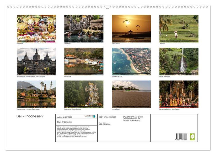 Produktbild: Bali - Indonesien (Wandkalender 2026 DIN A2 quer), CALVENDO Monatskalender