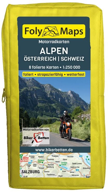 Produktbild: FolyMaps Motorradkarten Alpen &Ouml;sterreich Schweiz