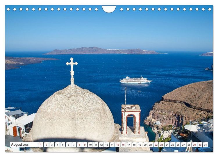 Produktbild: Santorini - Strahlendes Wei&szlig; an der Caldera (Wandkalender 2026 DIN A4 quer), CALVENDO Monatskalender