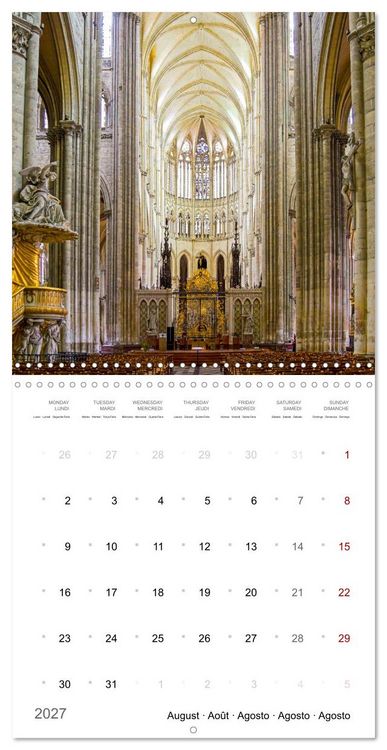 Produktbild: D&eacute;couverte des c&eacute;l&egrave;bres cath&eacute;drales fran&ccedil;aises (Calendrier mural carr&eacute; 2027 30x30 cm) Calendrier double avec une page pour vos prises de notes