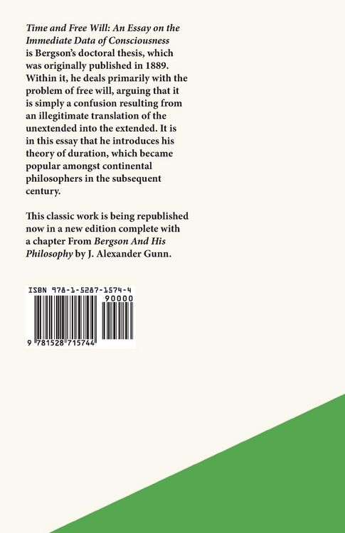 Produktbild: Time and Free Will; An Essay on the Immediate Data of Consciousness