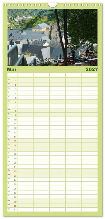 Produktbild: Familienplaner 2027 - Luxemburg entlang des Wenzelwegs mit 5 Spalten (Wandkalender, 21 x 45 cm) CALVENDO