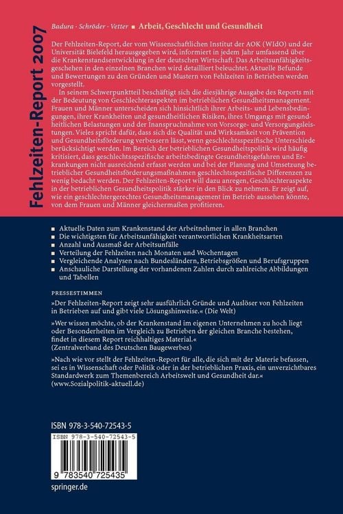 Produktbild: Fehlzeiten-Report 2007