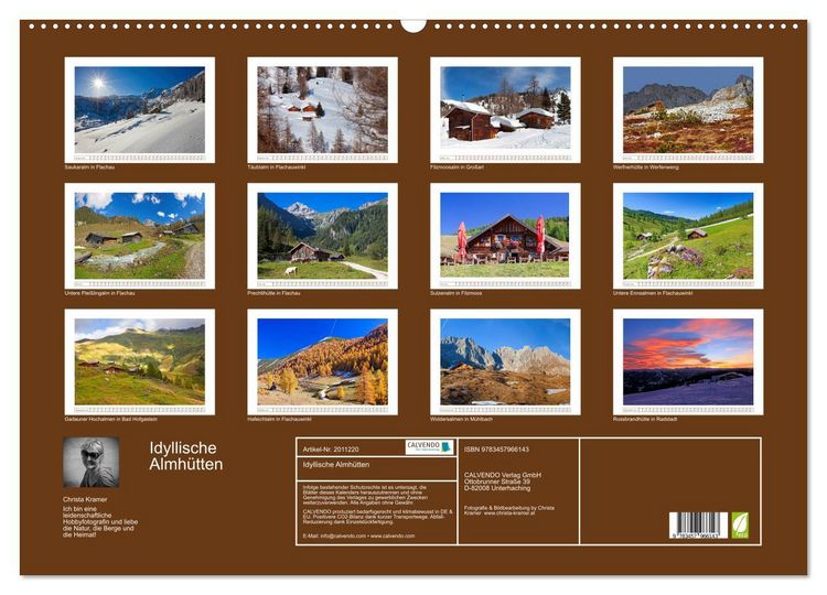 Produktbild: Idyllische Almh&uuml;tten (Wandkalender 2026 DIN A2 quer), CALVENDO Monatskalender