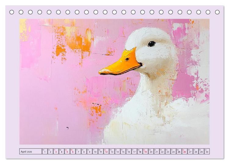 Produktbild: Tiere auf dem Bauernhof. Farbenfrohe Tierportraits im Stil der &Ouml;lmalerei (Tischkalender 2026 DIN A5 quer), CALVENDO Monatskalender