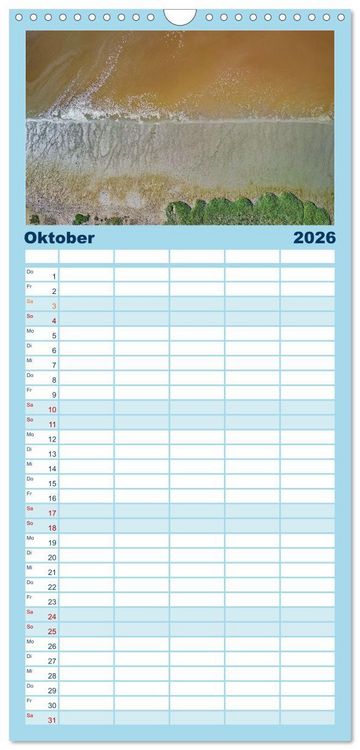 Produktbild: Familienplaner 2026 - neunziggrad I photoart: das wattenmeer von oben mit 5 Spalten (Wandkalender, 21 x 45 cm) CALVENDO