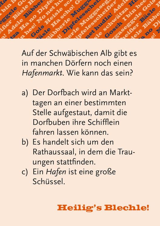 Produktbild: Heiligs Blechle! Schw&auml;bisches Dialekt-Quiz