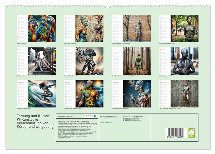 Produktbild: Tarnung und Illusion KI-Kunstvolle Verschmelzung von K&ouml;rper und Umgebung (hochwertiger Premium Wandkalender 2026 DIN A2 quer), Kunstdruck in Hochglanz