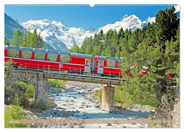 Produktbild: Im Zug durch Schweizer Berge (hochwertiger Premium Wandkalender 2026 DIN A2 quer), Kunstdruck in Hochglanz