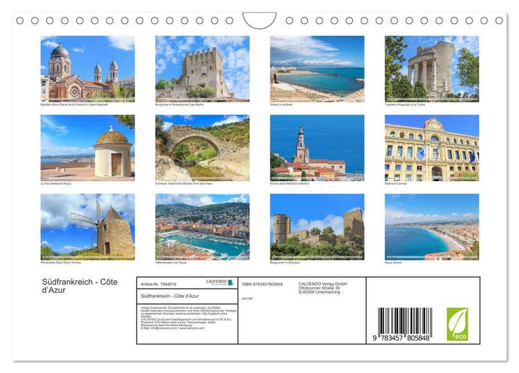 Produktbild: S&uuml;dfrankreich - C&ocirc;te d&rsquo;Azur (Wandkalender 2026 DIN A4 quer), CALVENDO Monatskalender