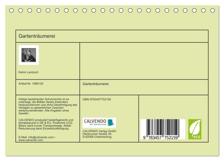 Produktbild: Gartentr&auml;umerei (Tischkalender 2026 DIN A5 quer), CALVENDO Monatskalender
