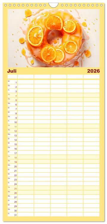 Produktbild: Familienplaner 2026 - Bunte Donut-Tr&auml;ume - Himmlischer Geschmack aus Krapfenteig mit 5 Spalten (Wandkalender, 21 x 45 cm) CALVENDO